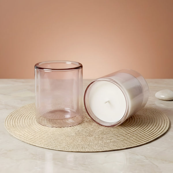 Verre bougie Violet Transparent double paroi - 400 ml contenant pour bougie artisanale fabrication maison Terre de Bougies