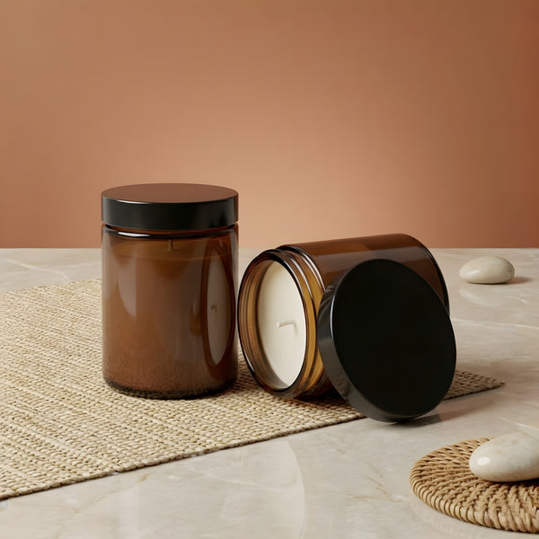 Verre bougie Pommadier ambré - 180 ml contenant pour bougie artisanale fabrication maison Terre de Bougies